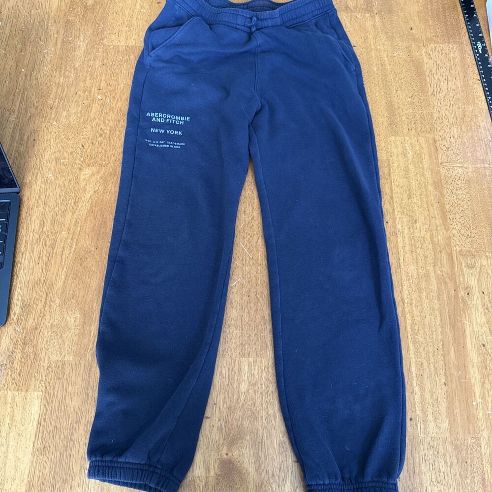 Abercrombie Fitch Essential Fleece Jogger Sweatpants Kids Boys 13/14 Navy